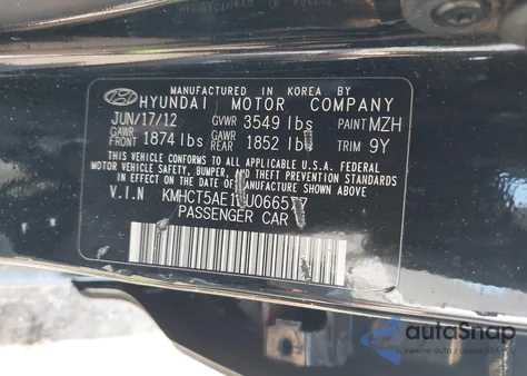 2013 Hyundai Accent Gs из США, поврежденный, VIN KMHCT5AE1DU066577